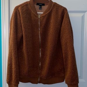 FUZZY BROWN BOMBER JACKET